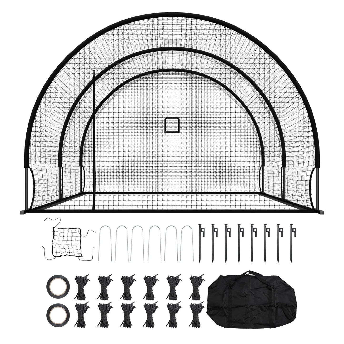 Baseball Batting Cage, 19.9 X 12.0 X 8.2 FT Freestanding Portable Batting Cage, Hitting Cages with 30-Ply Knotted HDPE & Pitching Machine Opening, Battings Cages Netting for Indoor Outdoor