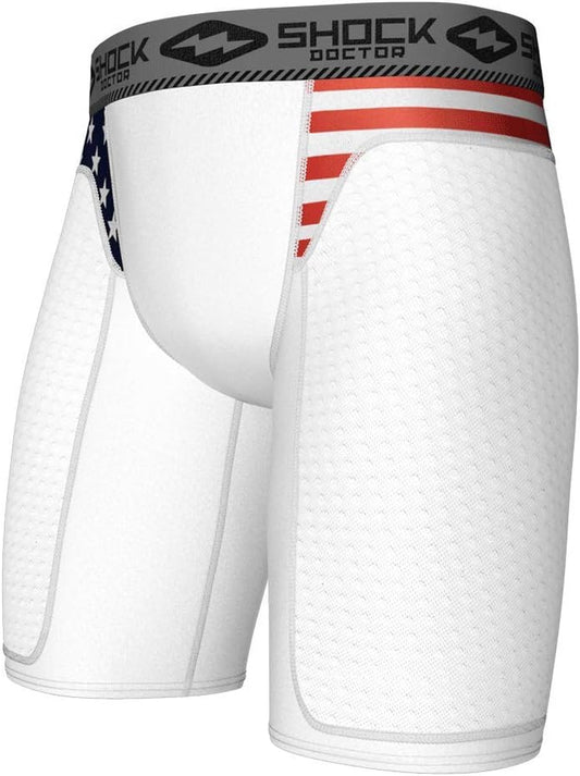 Compression Sliding Padded Shorts with Cup Pocket (Cup NOT Included). Baseball/Softball