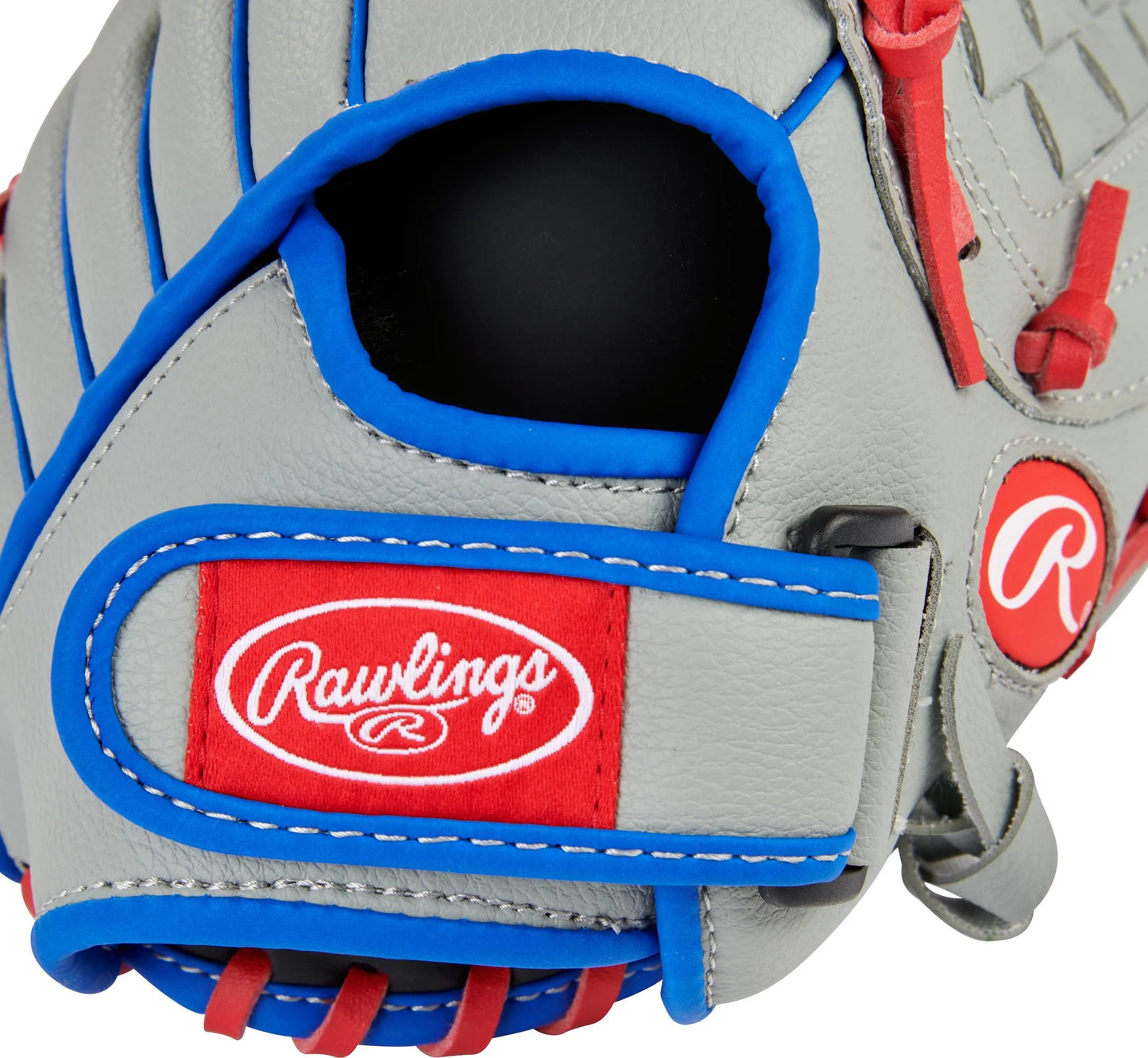 Players Series Youth Tball/Baseball Glove, Gray/Blue/Red, 11.5 Inch, Right Hand Throw