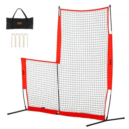 L Screen Baseball for Batting Cage, 7X7 Ft Baseball & Softball Safety Screen, Body Protector Portable Batting Screen with Carry Bag & Ground Stakes, Baseball Pitching Net for Pitchers Protection
