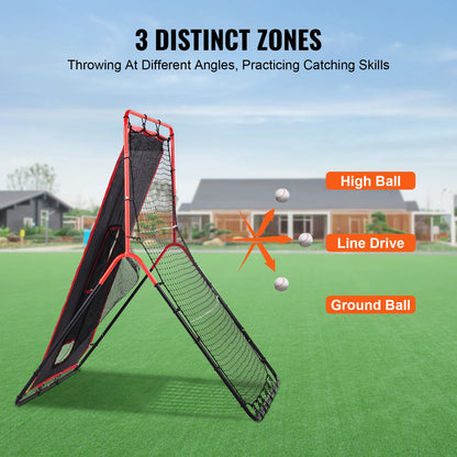 Baseball and Softball Rebounder Net, 3.5 X 4.5 Ft 2-In-1 Switch Hitter Pitch Trainer, Pitchback Baseball Pitching Return Trainer Nest, Bounce Back Net for Fielding/Throwing Practice