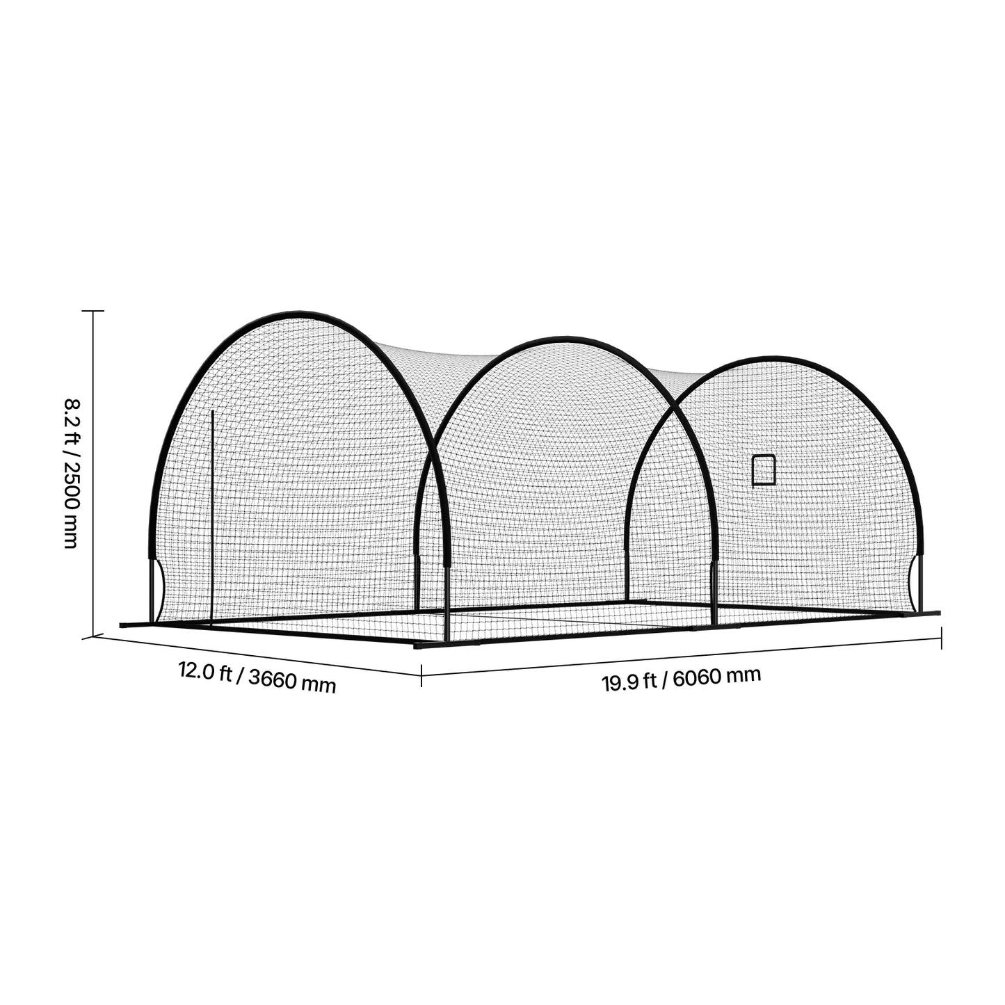 Baseball Batting Cage, 19.9 X 12.0 X 8.2 FT Freestanding Portable Batting Cage, Hitting Cages with 30-Ply Knotted HDPE & Pitching Machine Opening, Battings Cages Netting for Indoor Outdoor
