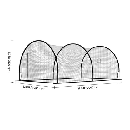 Baseball Batting Cage, 19.9 X 12.0 X 8.2 FT Freestanding Portable Batting Cage, Hitting Cages with 30-Ply Knotted HDPE & Pitching Machine Opening, Battings Cages Netting for Indoor Outdoor