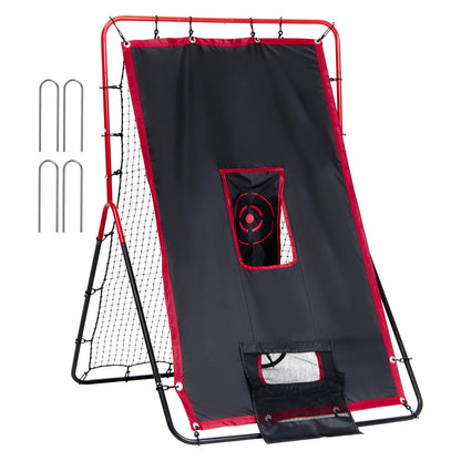 Baseball and Softball Rebounder Net, 3.5 X 4.5 Ft 2-In-1 Switch Hitter Pitch Trainer, Pitchback Baseball Pitching Return Trainer Nest, Bounce Back Net for Fielding/Throwing Practice