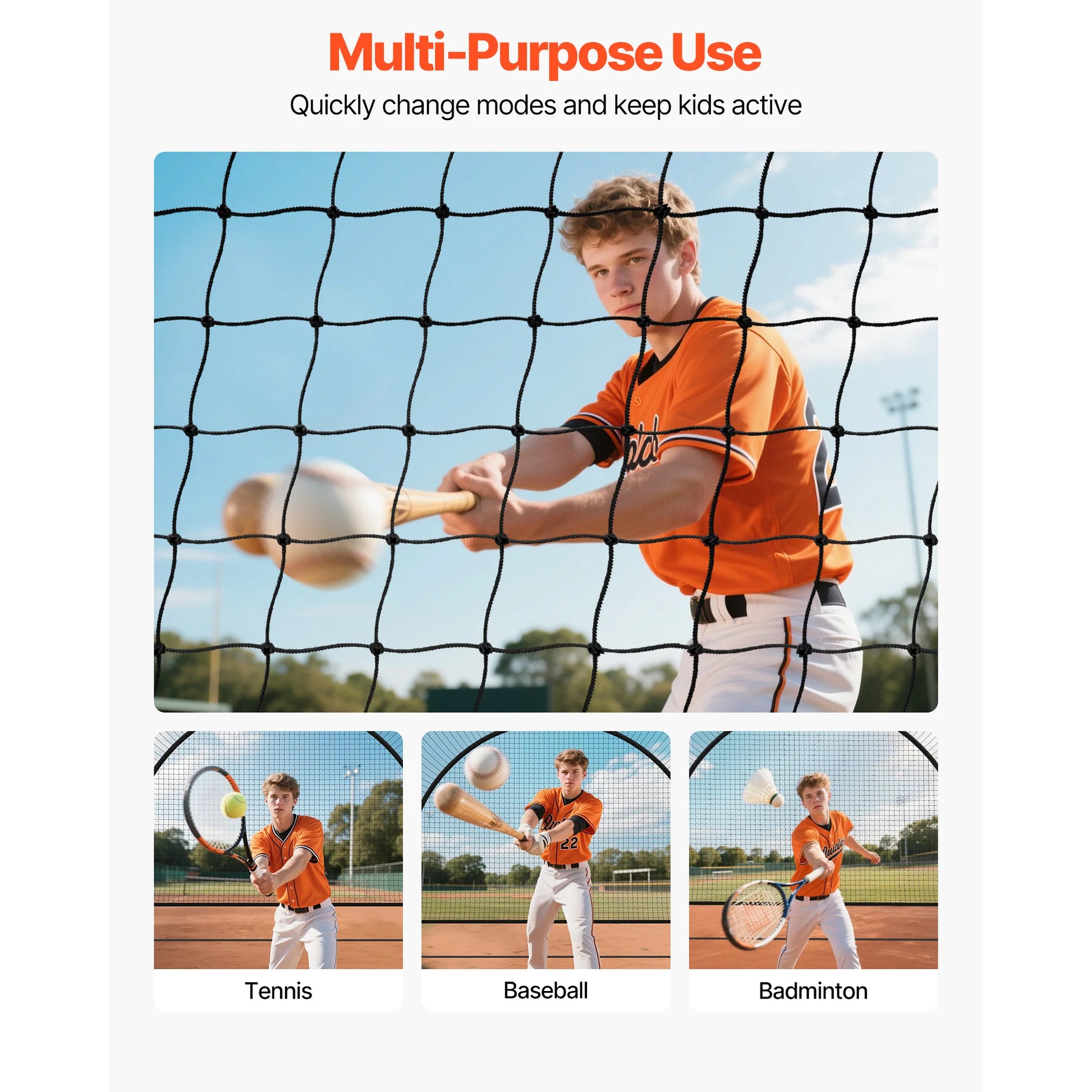 Baseball Batting Cage, 19.9 X 12.0 X 8.2 FT Freestanding Portable Batting Cage, Hitting Cages with 30-Ply Knotted HDPE & Pitching Machine Opening, Battings Cages Netting for Indoor Outdoor