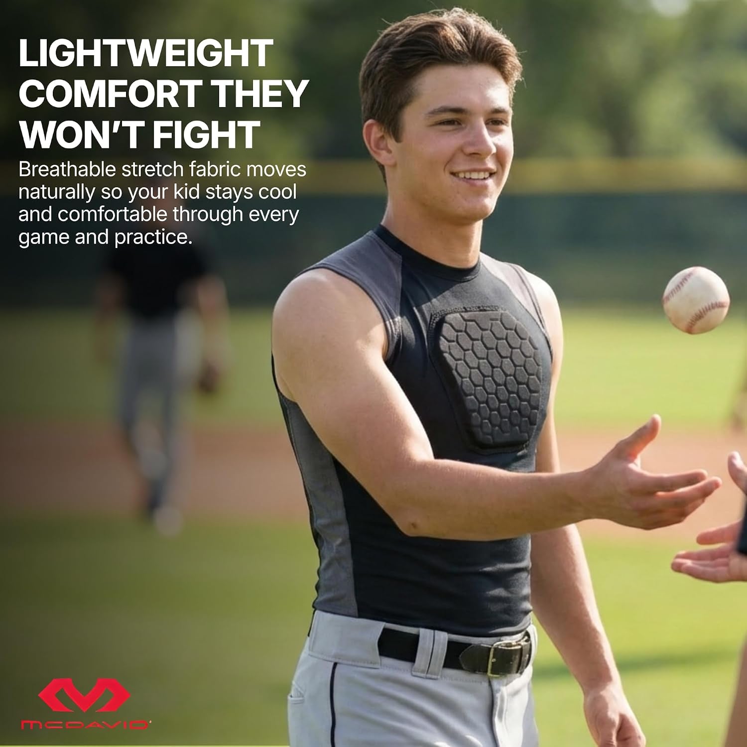 HEX Chest Protector Shirt Heart Guard Sternum Compression Padded Shirt for Football, Lacrosse, Softball Rugby - Youth