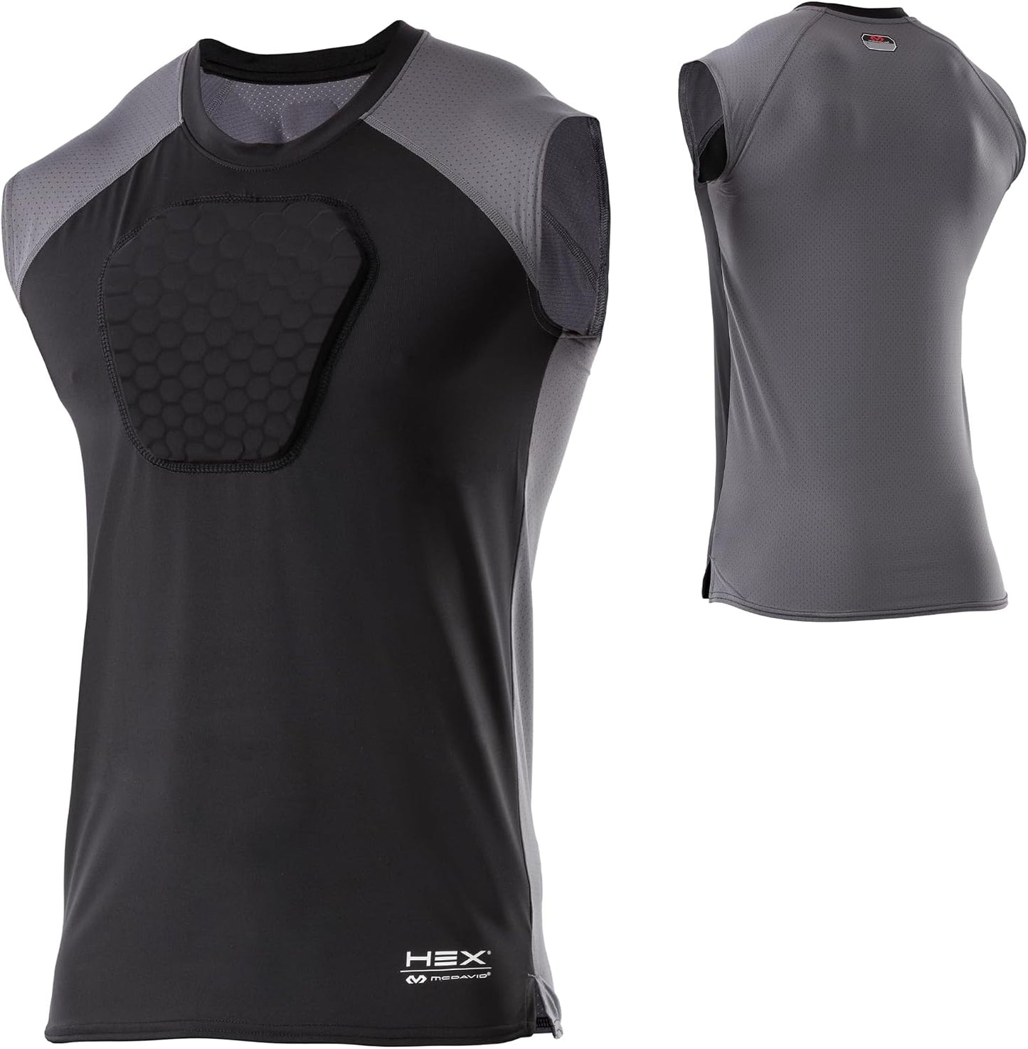 HEX Chest Protector Shirt Heart Guard Sternum Compression Padded Shirt for Football, Lacrosse, Softball Rugby - Youth