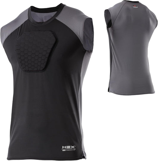 HEX Chest Protector Shirt Heart Guard Sternum Compression Padded Shirt for Football, Lacrosse, Softball Rugby - Youth
