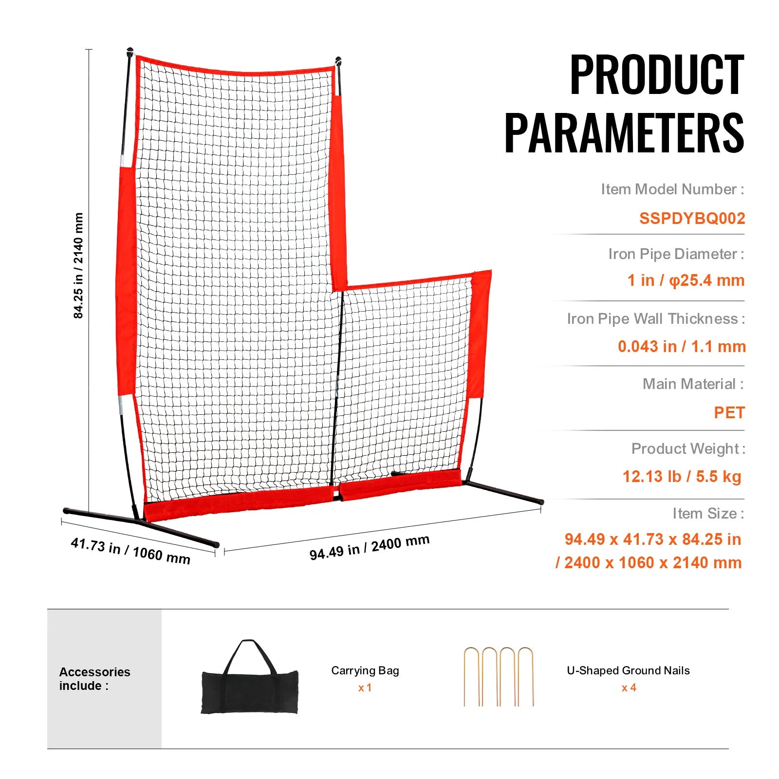 L Screen Baseball for Batting Cage, 7X7 Ft Baseball & Softball Safety Screen, Body Protector Portable Batting Screen with Carry Bag & Ground Stakes, Baseball Pitching Net for Pitchers Protection