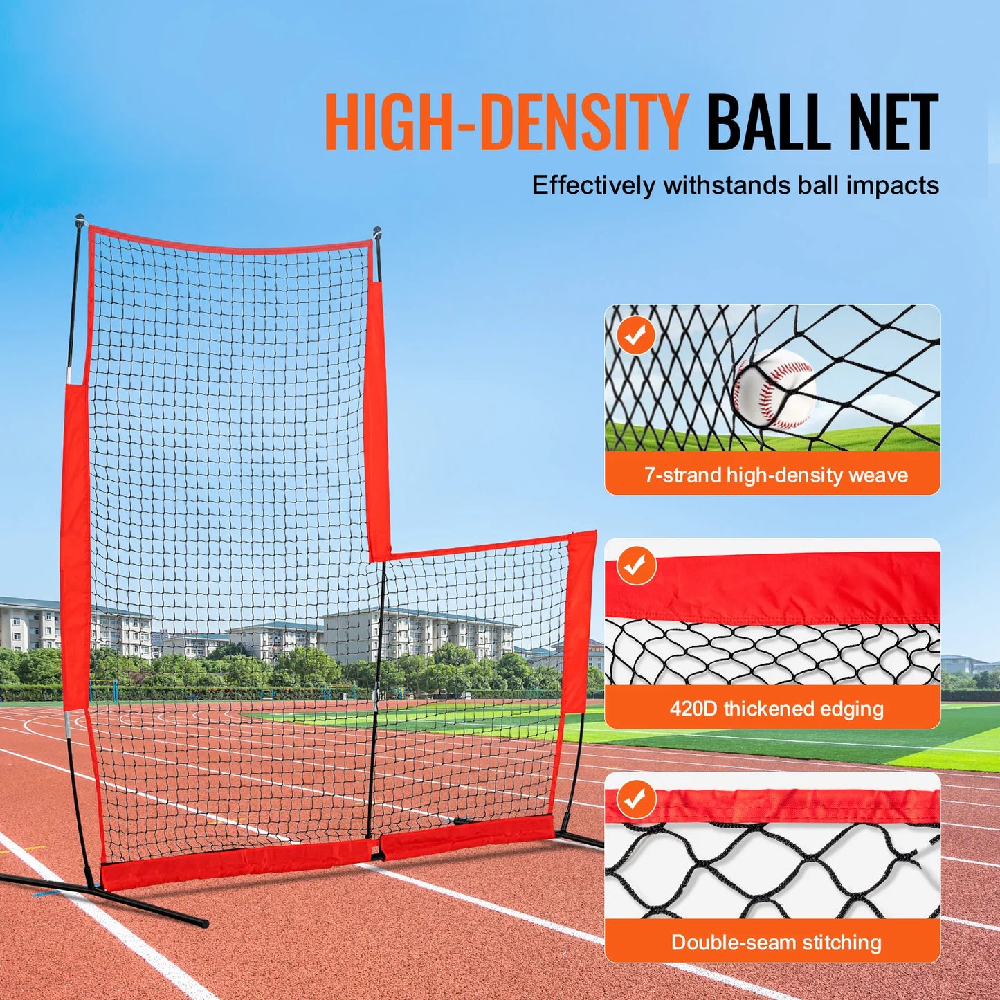 L Screen Baseball for Batting Cage, 7X7 Ft Baseball & Softball Safety Screen, Body Protector Portable Batting Screen with Carry Bag & Ground Stakes, Baseball Pitching Net for Pitchers Protection