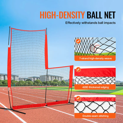 L Screen Baseball for Batting Cage, 7X7 Ft Baseball & Softball Safety Screen, Body Protector Portable Batting Screen with Carry Bag & Ground Stakes, Baseball Pitching Net for Pitchers Protection