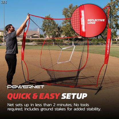 Baseball Net, 8X8 FT Portable Baseball Training Equipment, Softball Baseball Batting Net, Throwing & Pitching Net with Carrying Bag