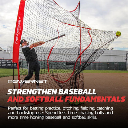Baseball Net, 8X8 FT Portable Baseball Training Equipment, Softball Baseball Batting Net, Throwing & Pitching Net with Carrying Bag
