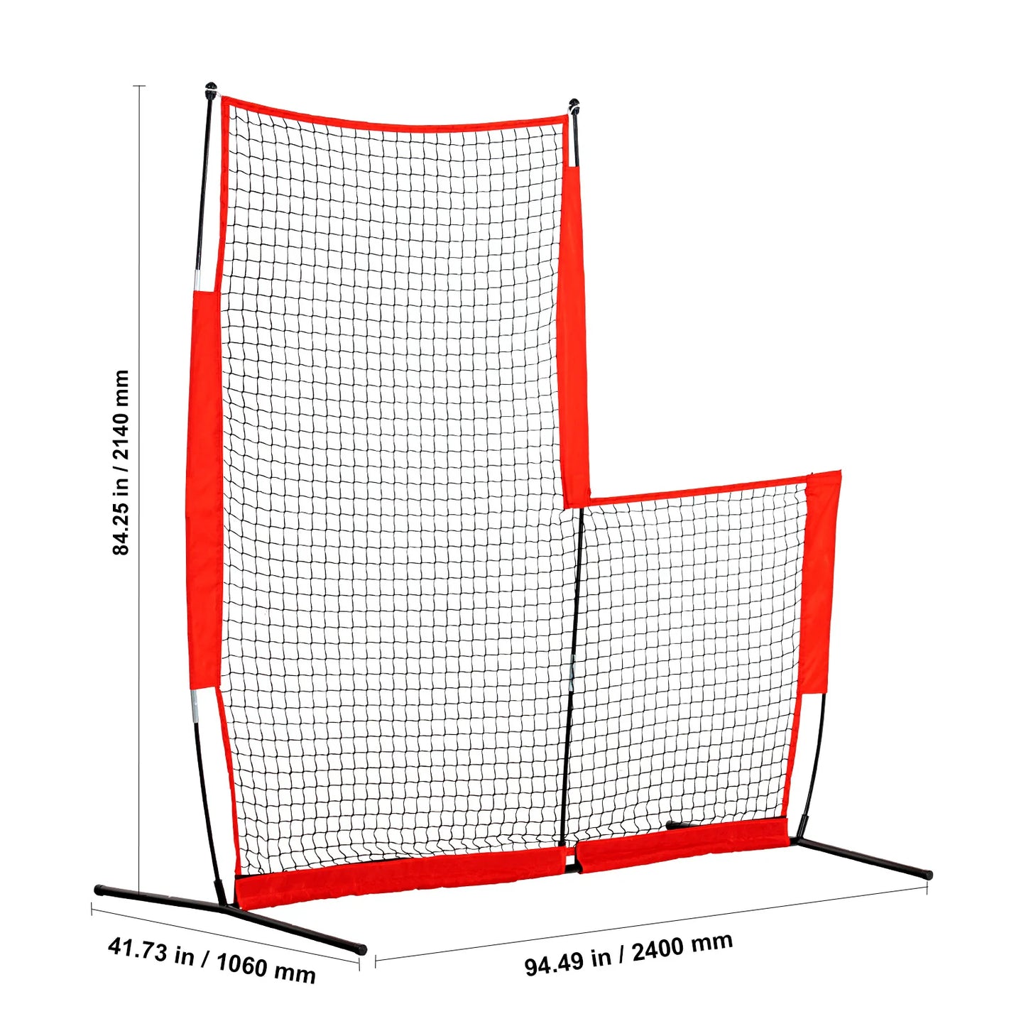 L Screen Baseball for Batting Cage, 7X7 Ft Baseball & Softball Safety Screen, Body Protector Portable Batting Screen with Carry Bag & Ground Stakes, Baseball Pitching Net for Pitchers Protection