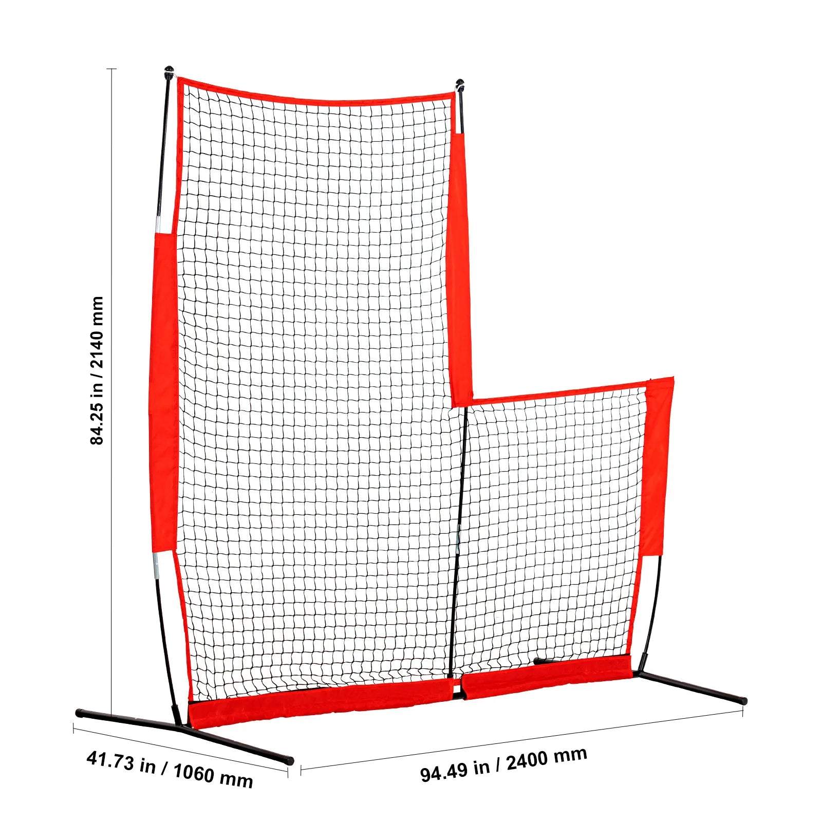 L Screen Baseball for Batting Cage, 7X7 Ft Baseball & Softball Safety Screen, Body Protector Portable Batting Screen with Carry Bag & Ground Stakes, Baseball Pitching Net for Pitchers Protection