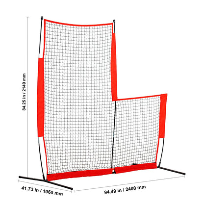 L Screen Baseball for Batting Cage, 7X7 Ft Baseball & Softball Safety Screen, Body Protector Portable Batting Screen with Carry Bag & Ground Stakes, Baseball Pitching Net for Pitchers Protection