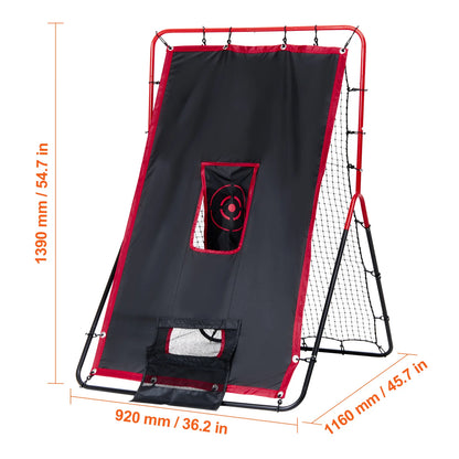 Baseball and Softball Rebounder Net, 3.5 X 4.5 Ft 2-In-1 Switch Hitter Pitch Trainer, Pitchback Baseball Pitching Return Trainer Nest, Bounce Back Net for Fielding/Throwing Practice