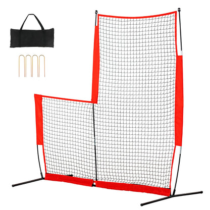 L Screen Baseball for Batting Cage, 7X7 Ft Baseball & Softball Safety Screen, Body Protector Portable Batting Screen with Carry Bag & Ground Stakes, Baseball Pitching Net for Pitchers Protection