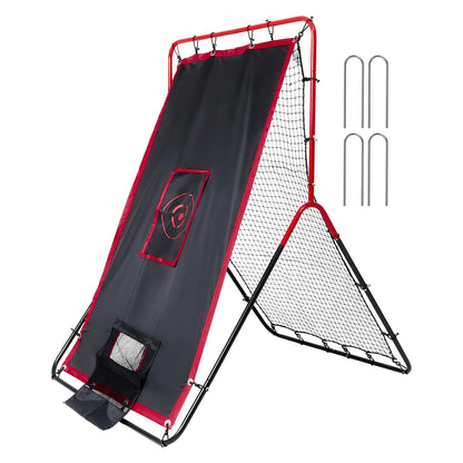 Baseball and Softball Rebounder Net, 3.5 X 4.5 Ft 2-In-1 Switch Hitter Pitch Trainer, Pitchback Baseball Pitching Return Trainer Nest, Bounce Back Net for Fielding/Throwing Practice