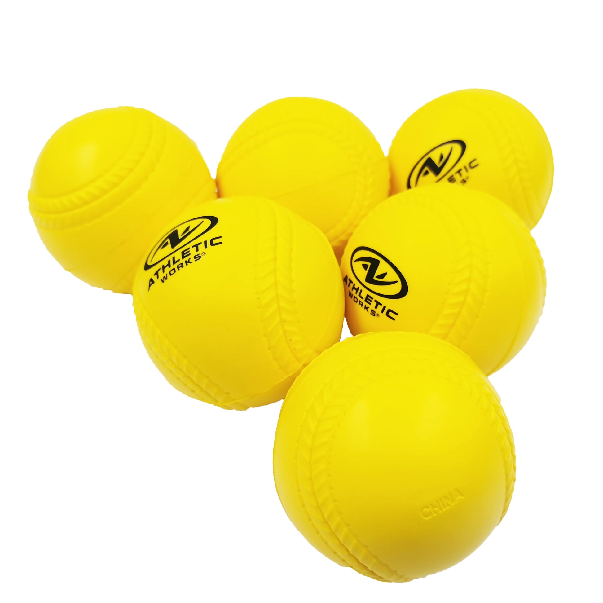 9 In. Practice Foam Baseballs with Carrying Bag, Yellow, 6 Pack, 1.5 Oz