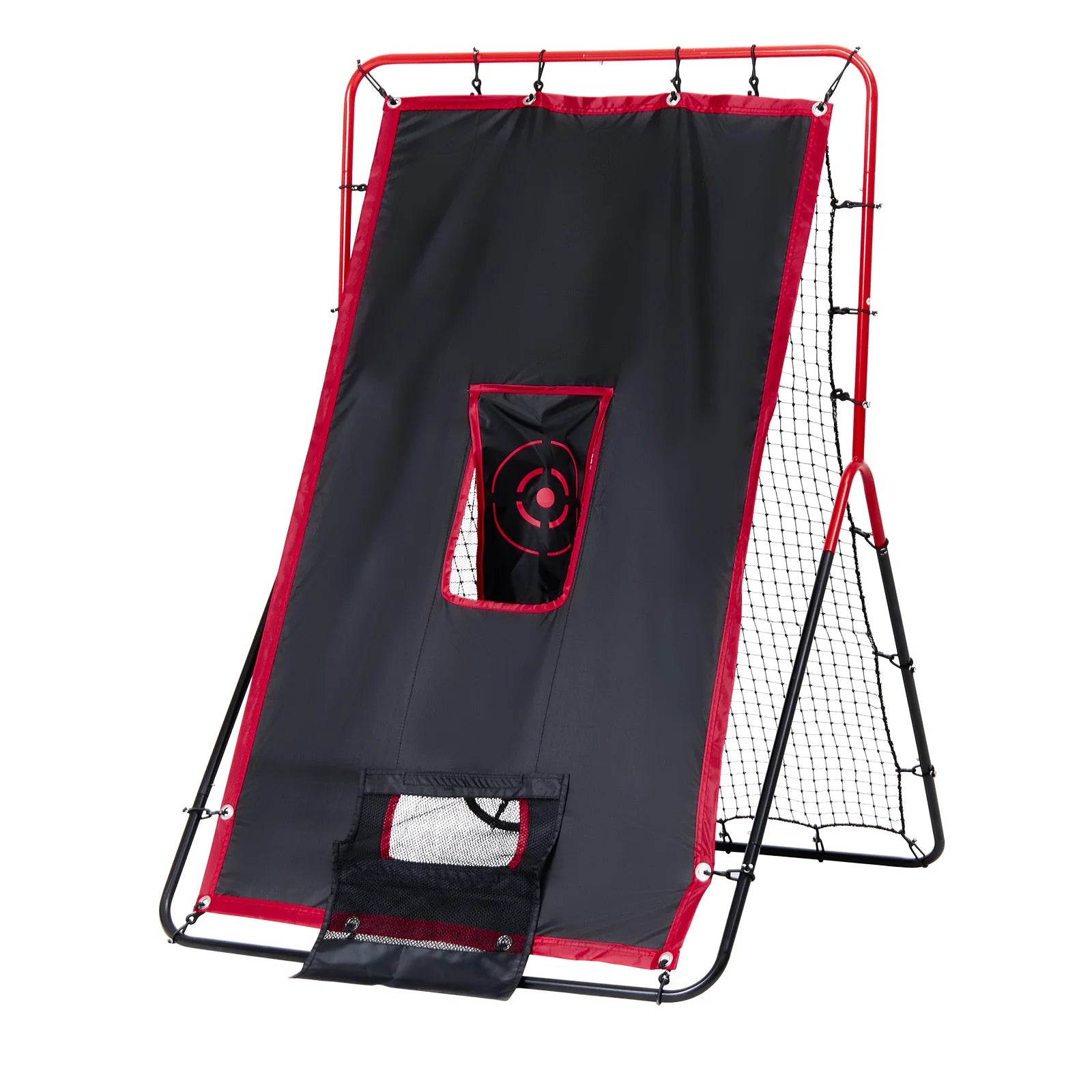 Baseball and Softball Rebounder Net, 3.5 X 4.5 Ft 2-In-1 Switch Hitter Pitch Trainer, Pitchback Baseball Pitching Return Trainer Nest, Bounce Back Net for Fielding/Throwing Practice