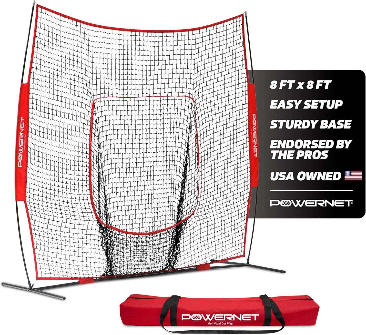 Baseball Net, 8X8 FT Portable Baseball Training Equipment, Softball Baseball Batting Net, Throwing & Pitching Net with Carrying Bag