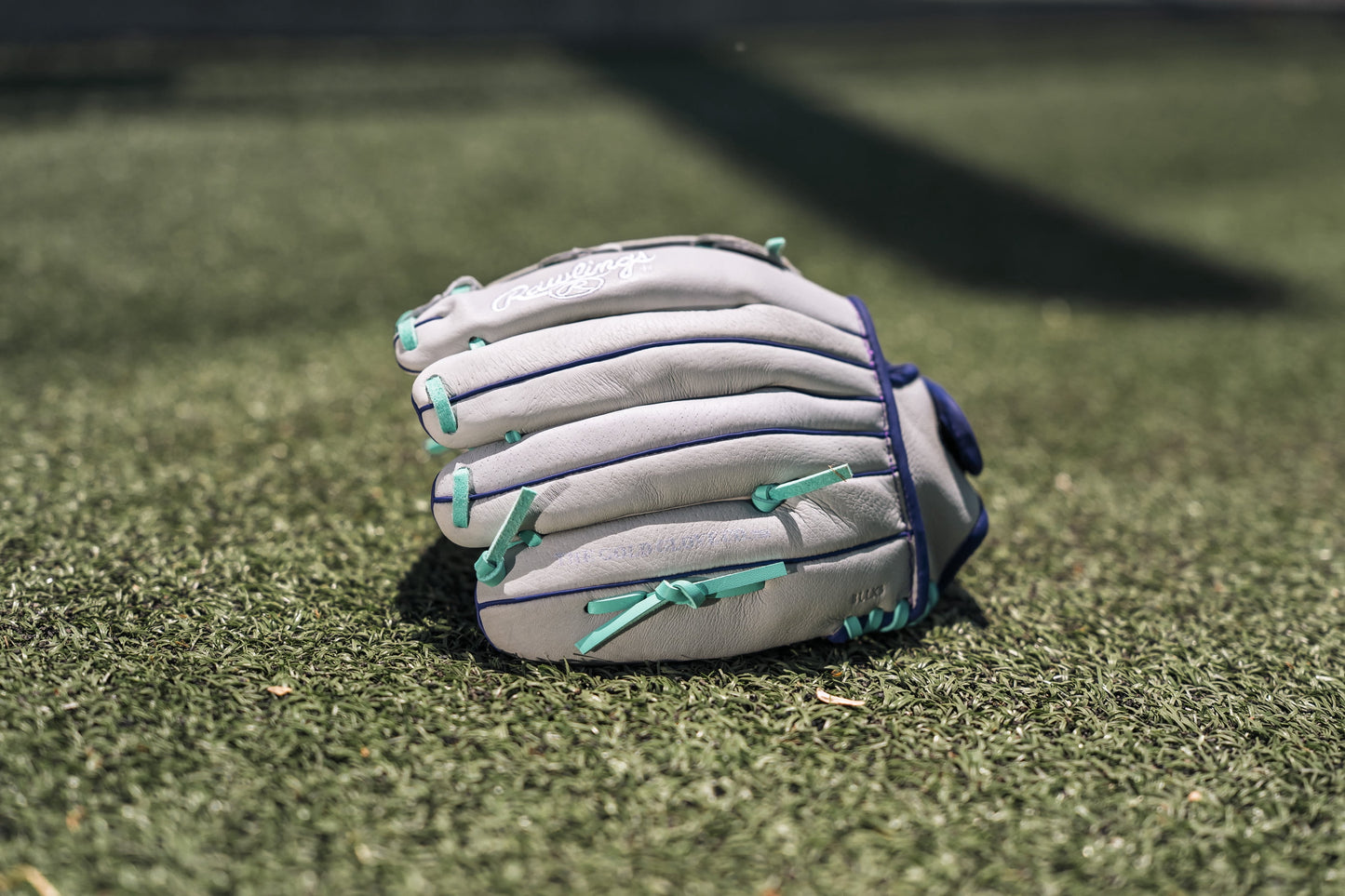 Fastpitch Series Youth 12" Softball Glove, Basket Web, Gray/Mint, Right Hand Throw