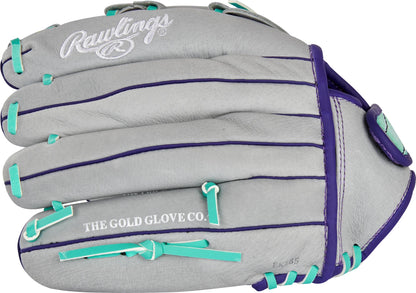Fastpitch Series Youth 12" Softball Glove, Basket Web, Gray/Mint, Right Hand Throw