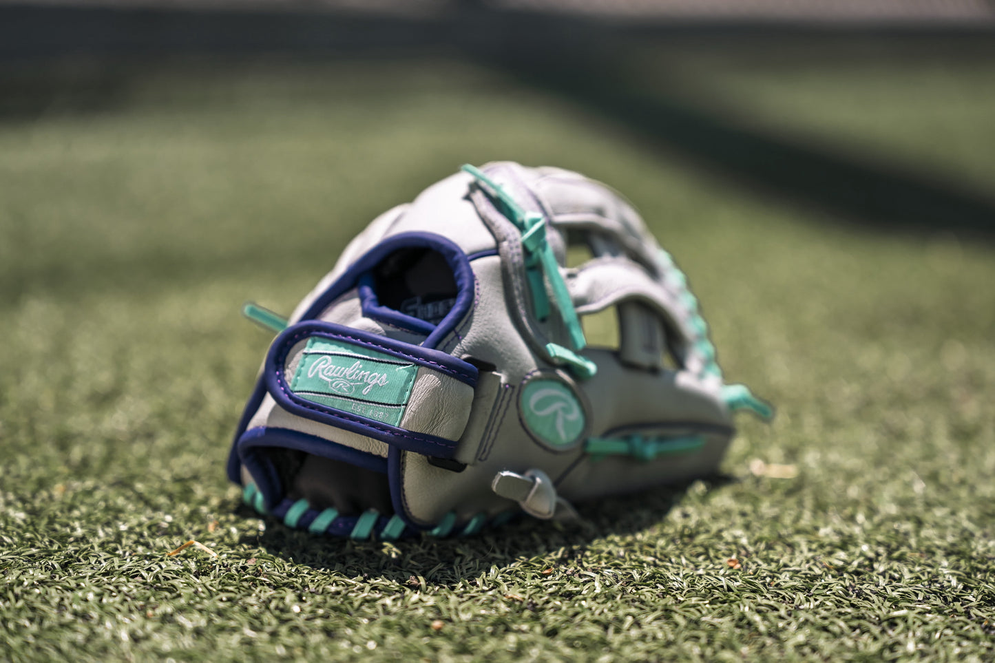 Fastpitch Series Youth 12" Softball Glove, Basket Web, Gray/Mint, Right Hand Throw